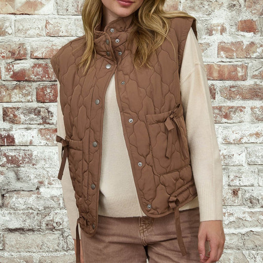 Brown Tie Detail Vest