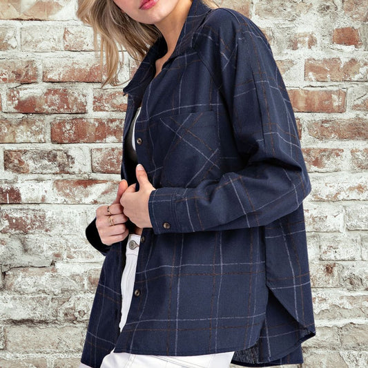 Navy Check Top