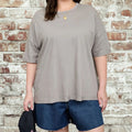 Grey Exposed Seam Top-Plus