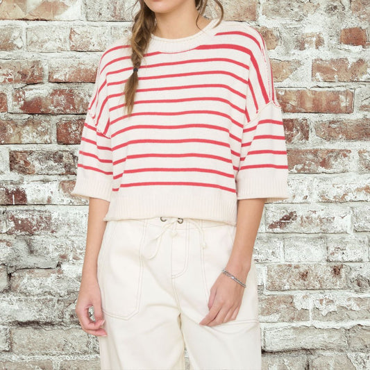 Red Raw Edge Sweater