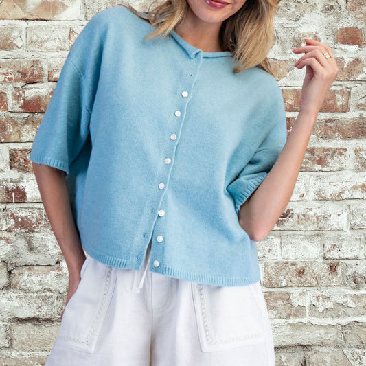 Baby Blue Half Sleeve Cardigan