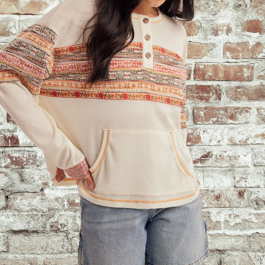 Lace Texture Henley Top