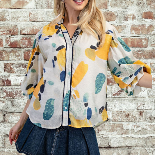 Printed Piping Blouse