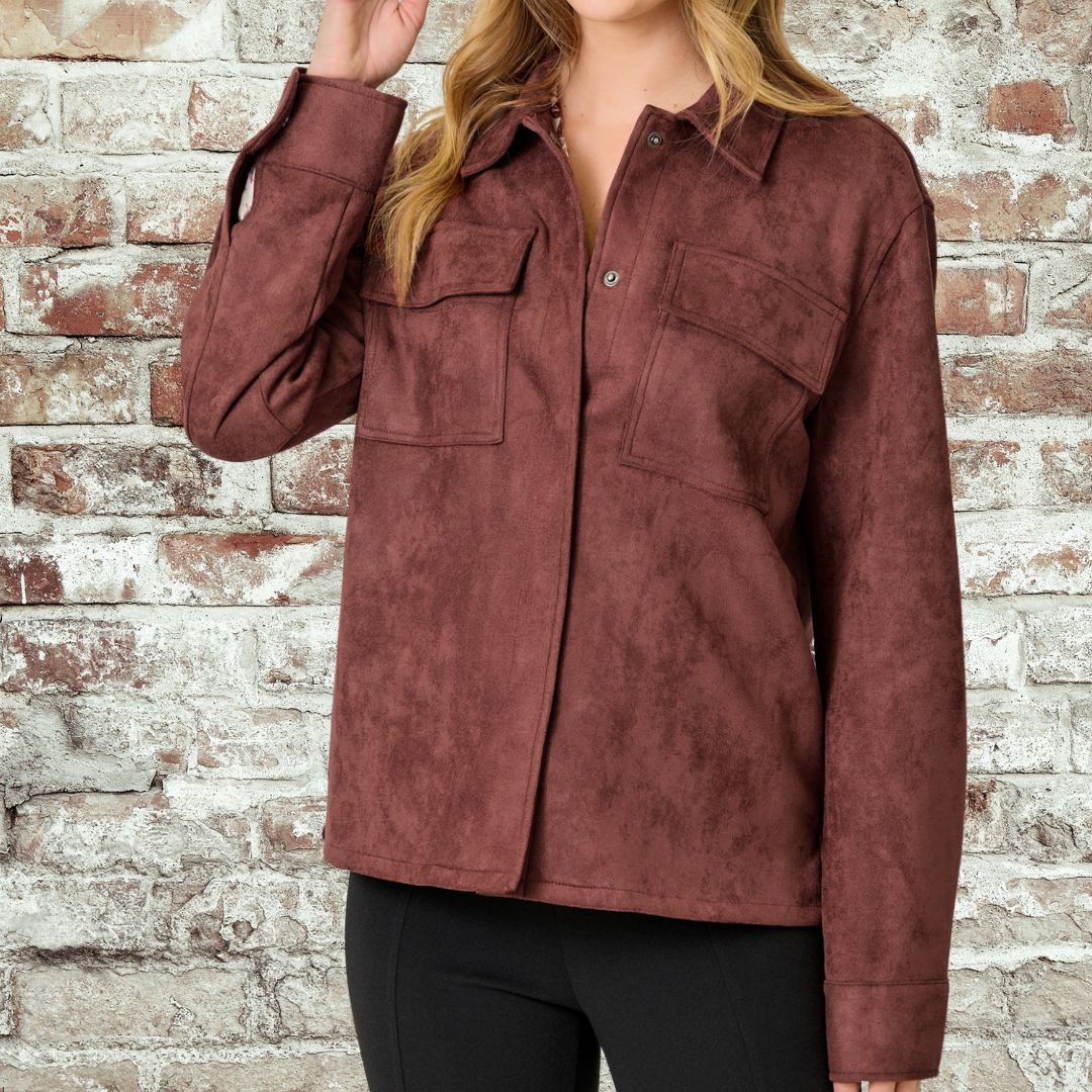 Burgundy Suede Shacket