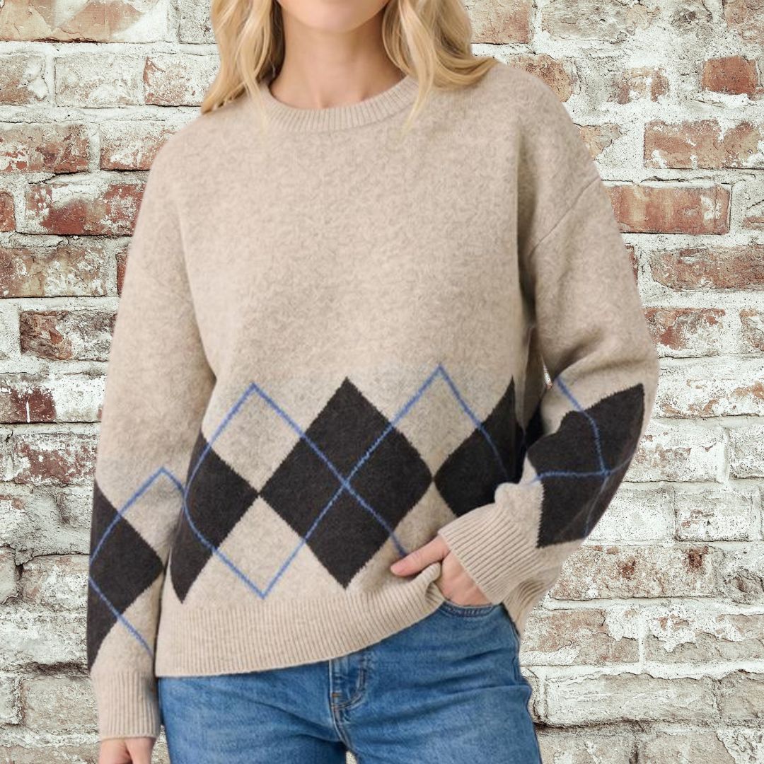 Argyle Loose Fit Sweater