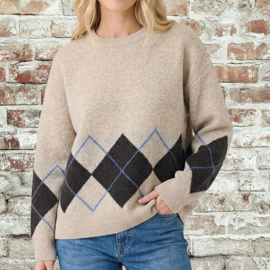 Argyle Loose Fit Sweater