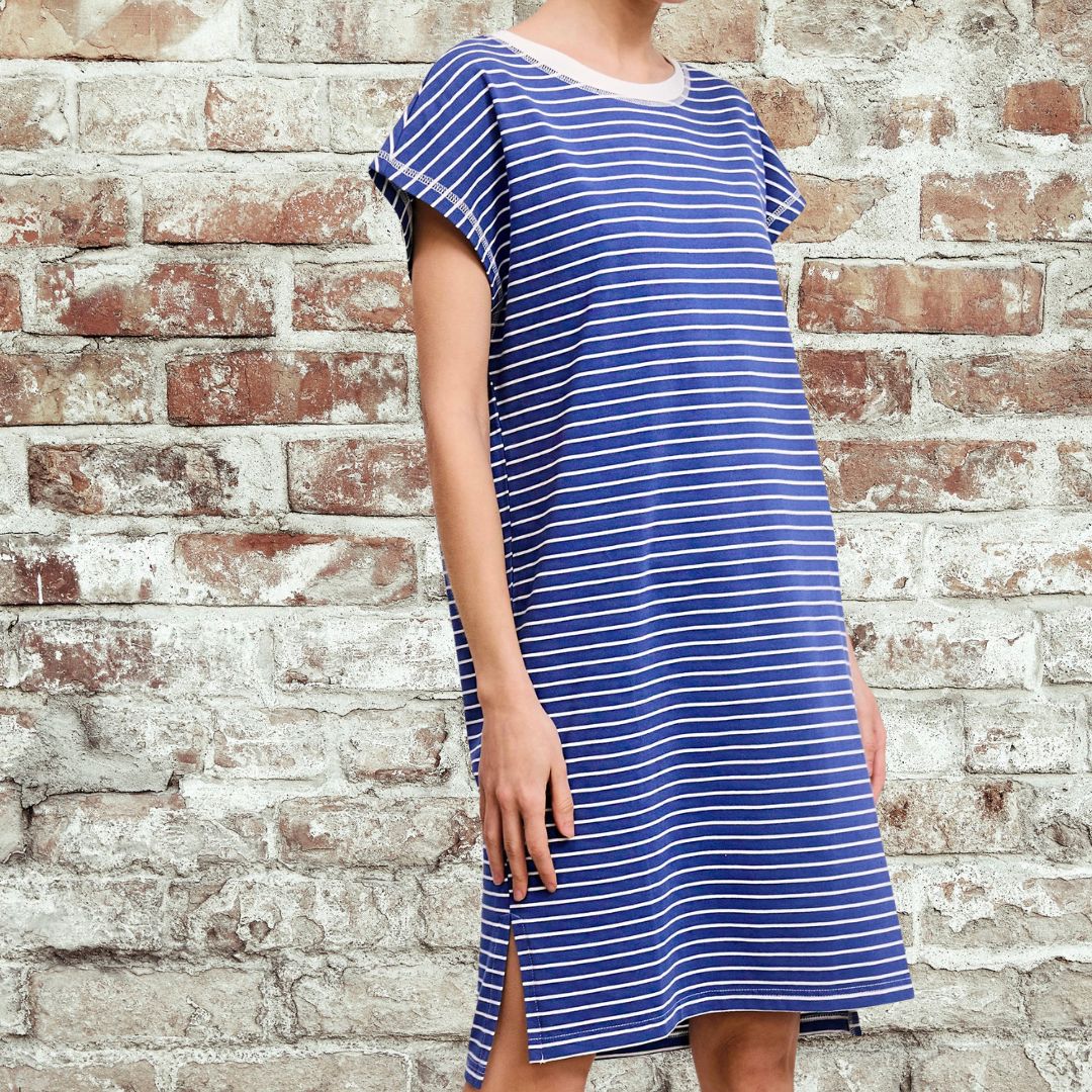 Royal Slit Striped Dress