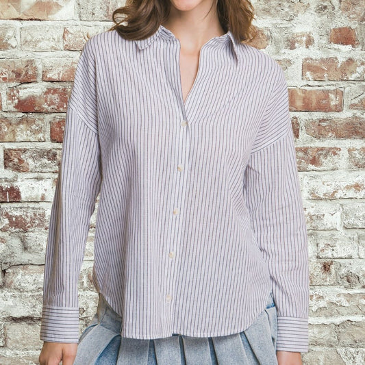 White Stripe Button Up