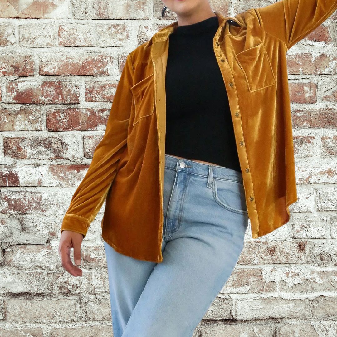 Gold Velvet Top-Plus