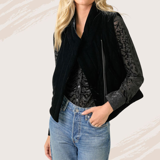 Black Velvet Puffer Vest
