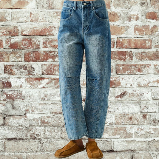 Embroidered Barrel Pant