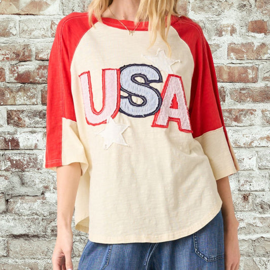 USA Star Patch Raglan