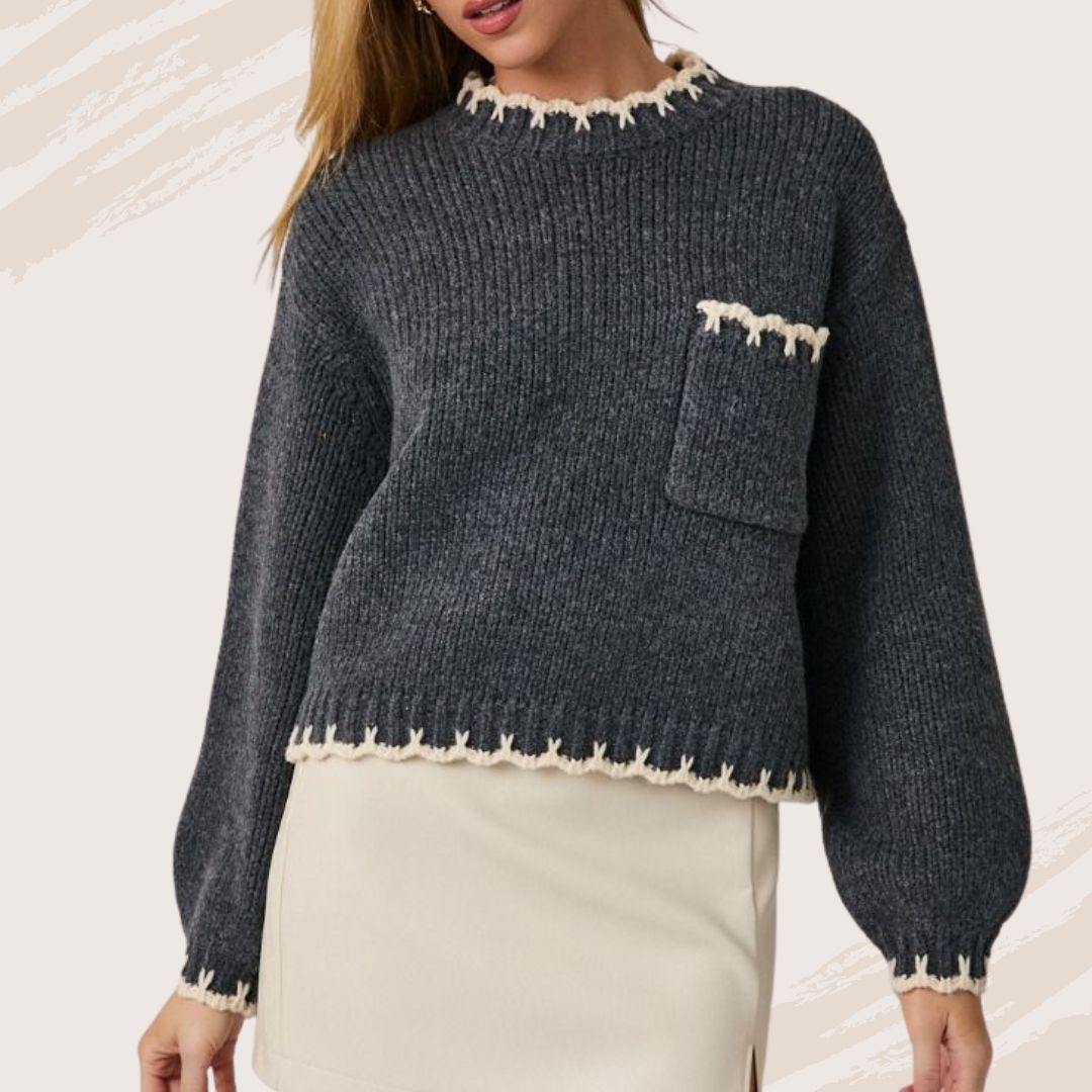 Charcoal Stitch Detail Sweater