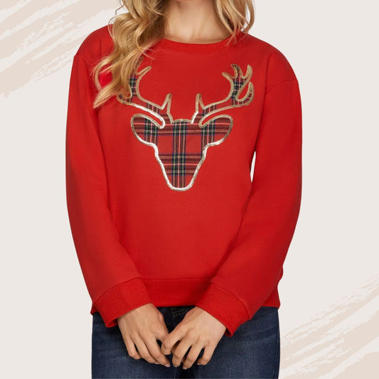 Reindeer Plaid Pullover