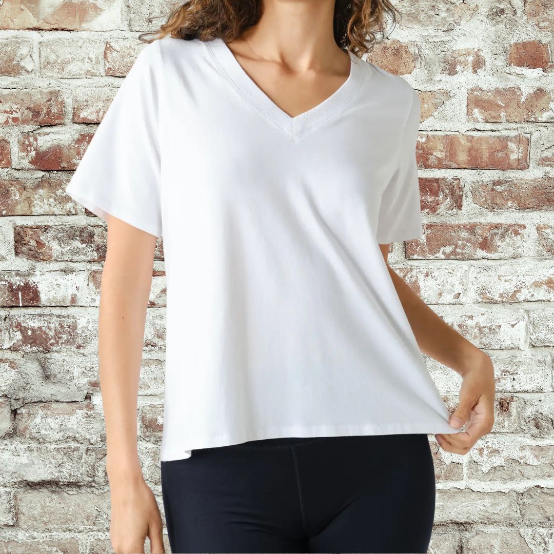White V Neck Tee