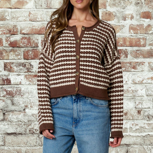 Brown Texture Cardigan