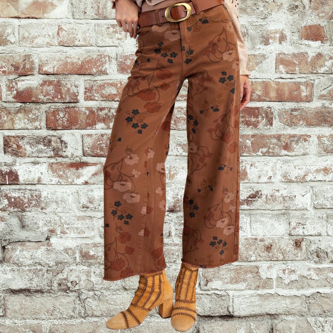 Mocha Floral Print Pants