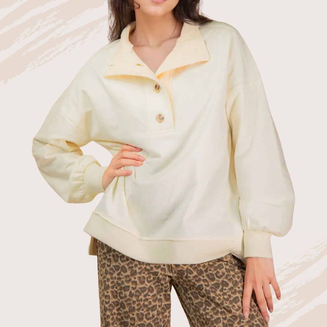 Cream Button Pullover