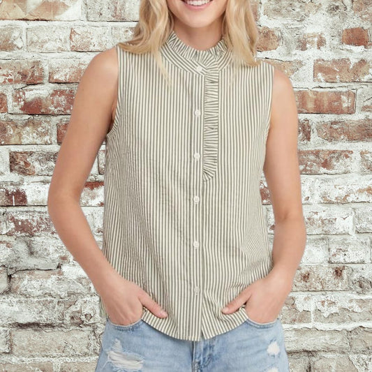 Olive Striped SS Top