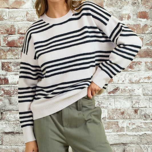 Beige Striped Sweater