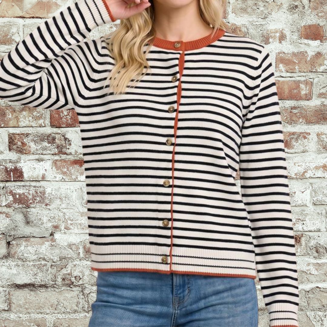 Orange Contrast Cardigan
