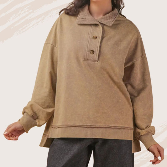 Mocha Button Pullover