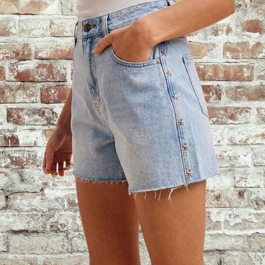 Denim Stud Star Shorts