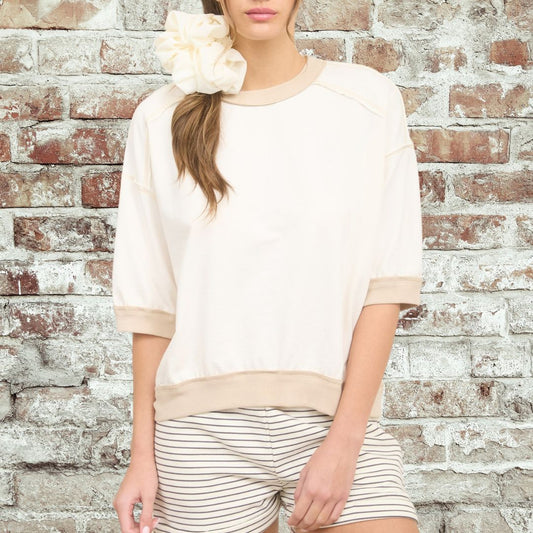 Cream Ragaln Top