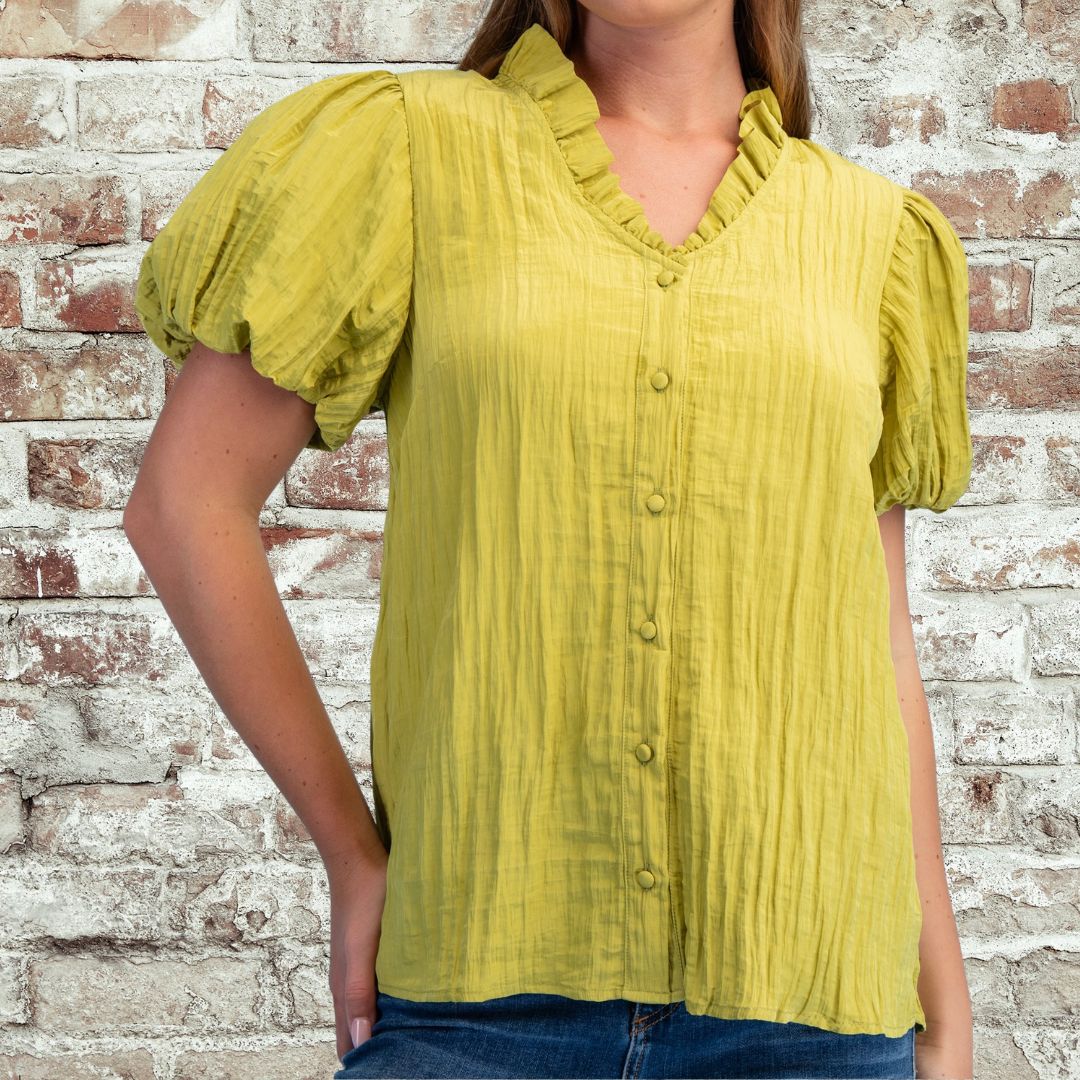 Avocado Crinkle Blouse