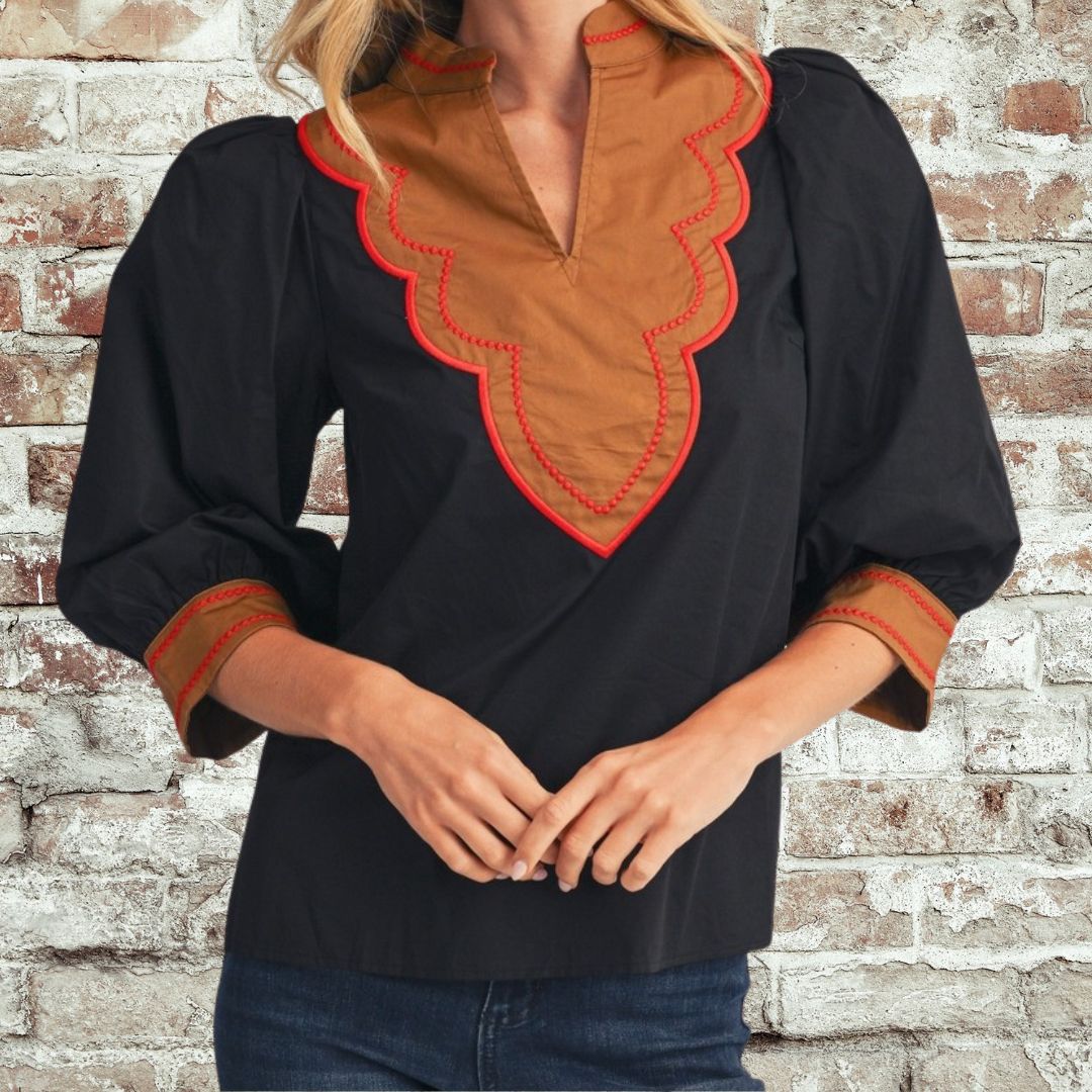 Accent Color Block blouse