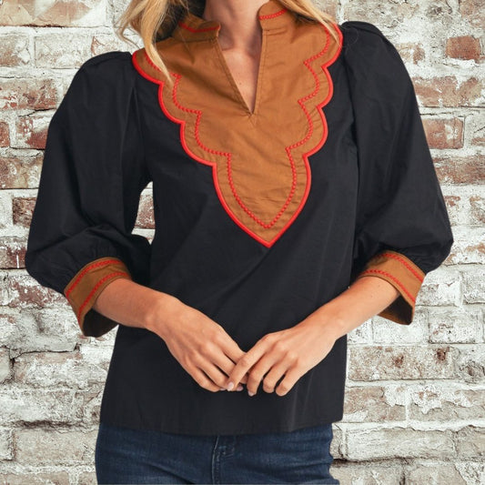 Accent Color Block blouse
