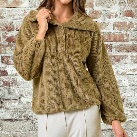 Olive Fuzzy Pullover