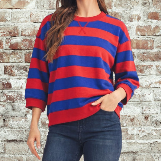 Red & Royal Pullover