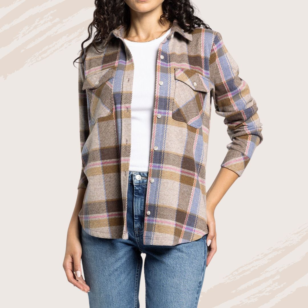 Sand Plaid Button Up