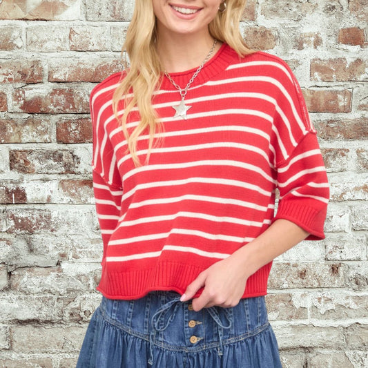 Red Drop Shoulder Sweater
