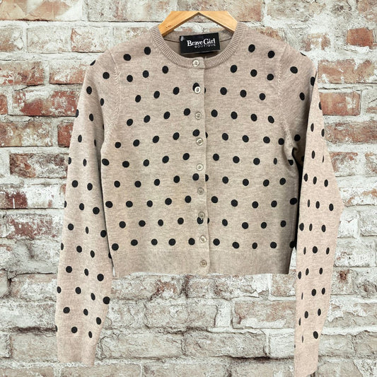 Taupe Polka Dot Cardigan