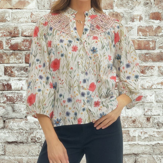 Floral 3/4 Print Top