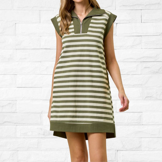 Olive Striped Dress