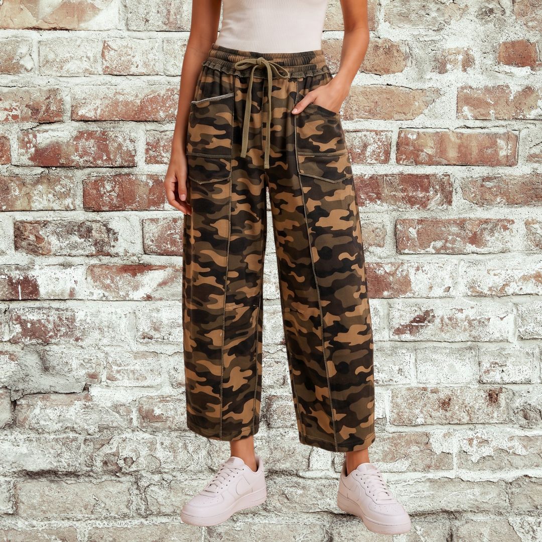 Camo Print Barrel Pant