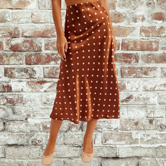 Brown Dot Midi Skirt