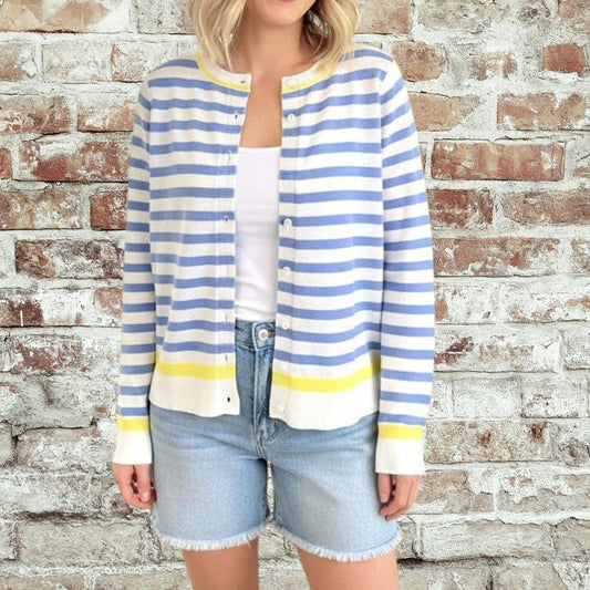 Chambray Striped Cardigan