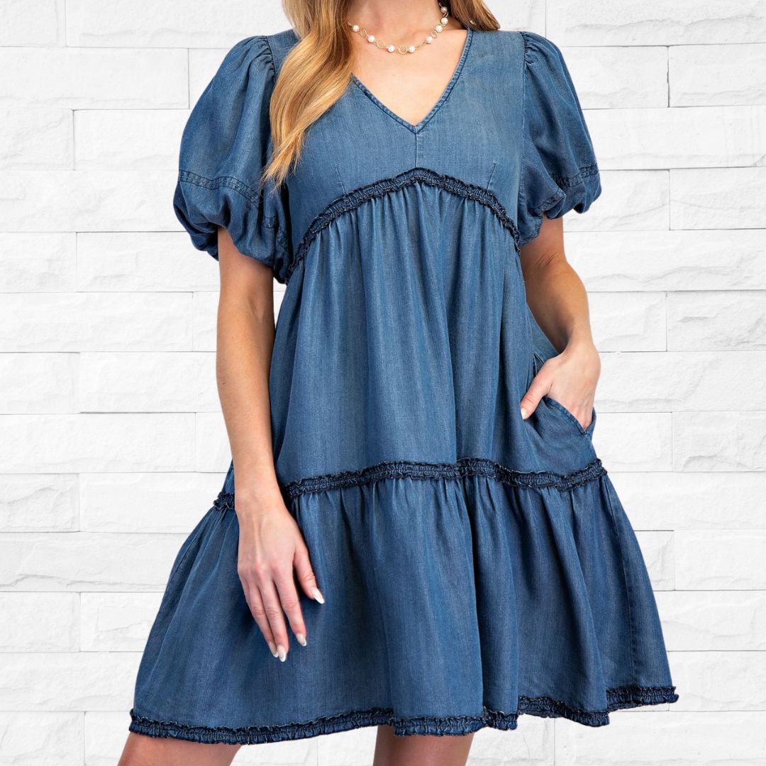 Denim Tiered Dress