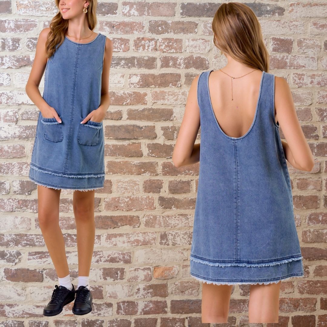 Denim Front Pocket Dress