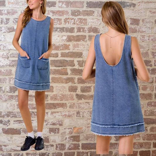 Denim Front Pocket Dress