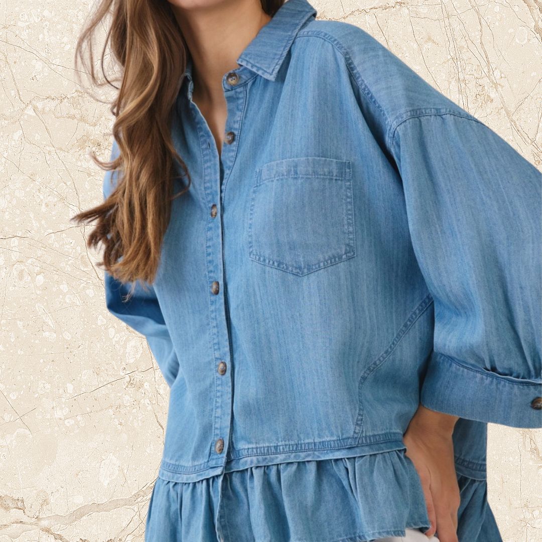 Chambray Ruffle Hem-Plus