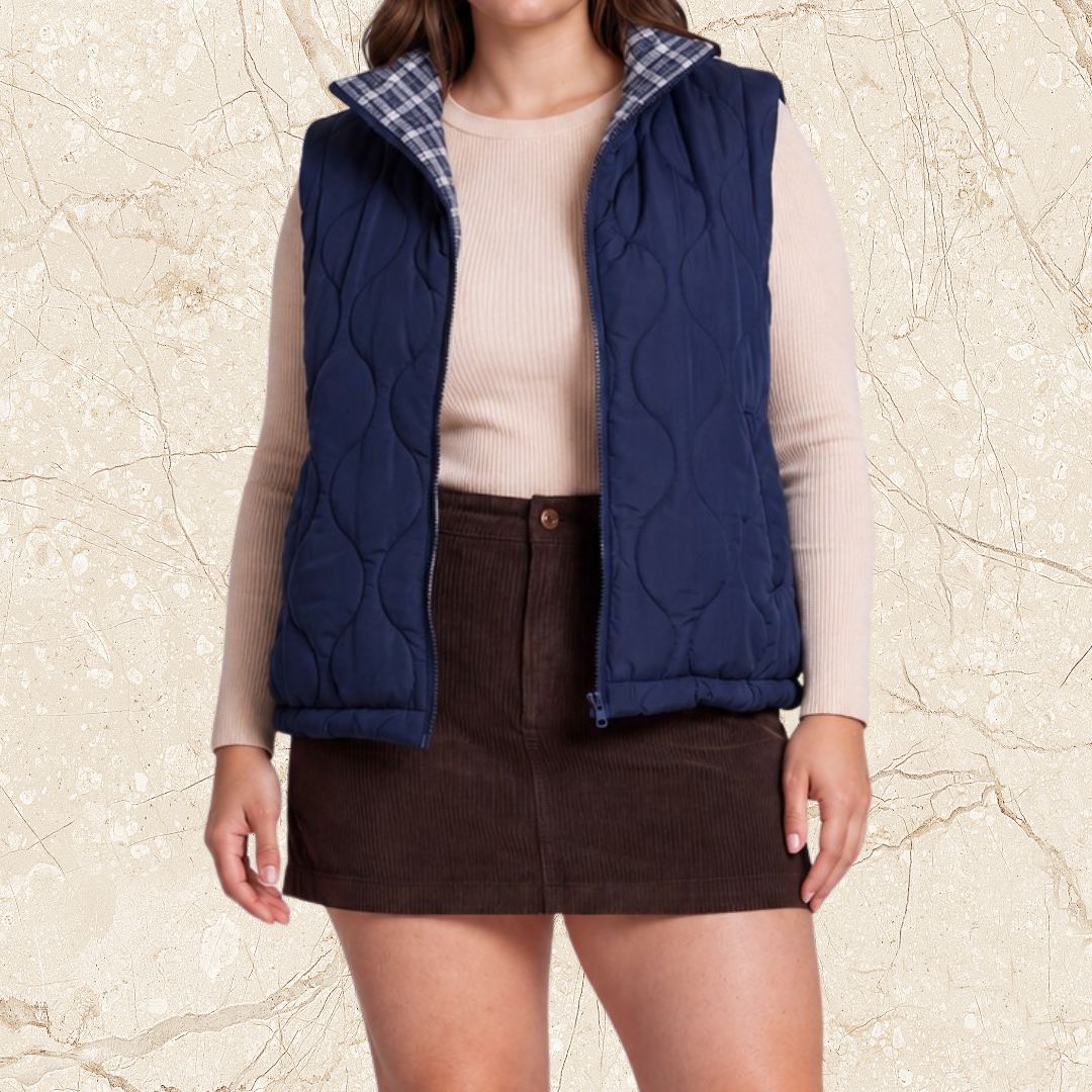 Navy Quilt Vest-Plus