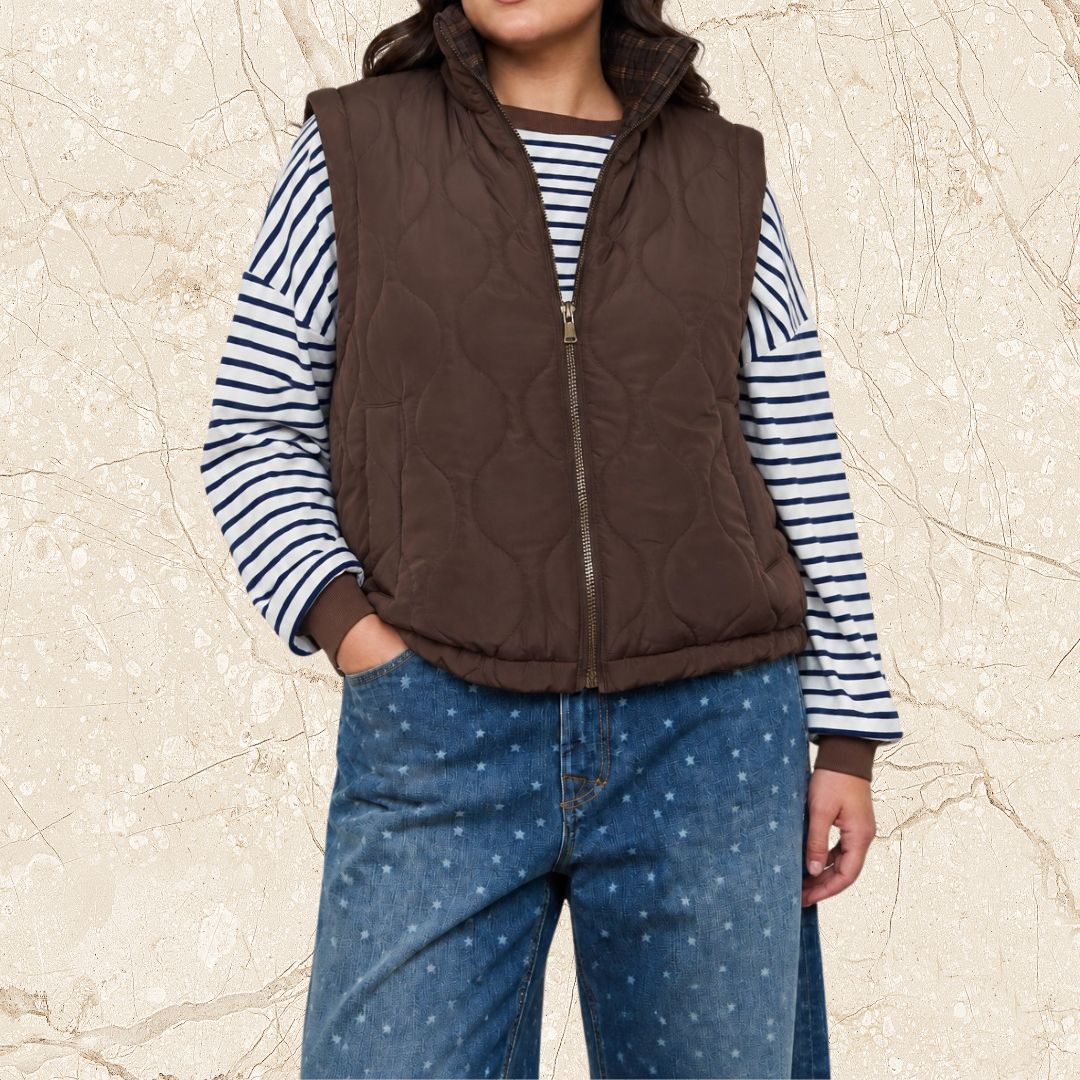 Brown Quilt Vest-Plus
