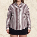 Collared Stripe Blouse-Plus