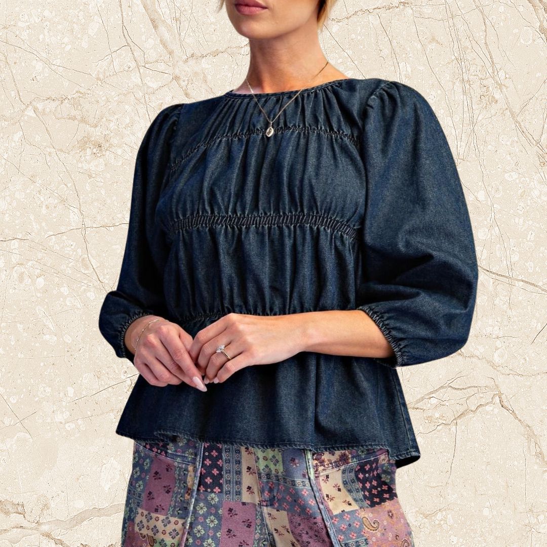 Dark Denim Cinched Top