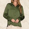 Olive Satin Top